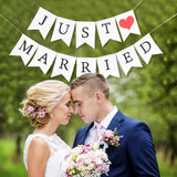 Banner Decorativ, Vivimall, Model Just Married, Tematica Nunta, Alb-Negru - vivimall.ro
