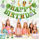 Banner Happy Birthday 100x200 cm, Vivimall, Rola de Ata Inclusa, Tematica Jungle, Verde - vivimall.ro