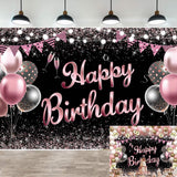 Banner Tip Fundal pentru Poze, Vivimall, din Panza, 185 x 110 cm, Sfoara 6 m, Prindere in 4 Colturi, Negru/Roz - vivimall.ro