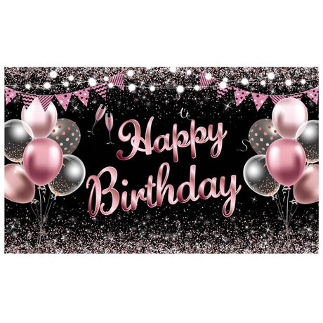 Banner Tip Fundal pentru Poze, Vivimall, din Panza, 185 x 110 cm, Sfoara 6 m, Prindere in 4 Colturi, Negru/Roz - vivimall.ro