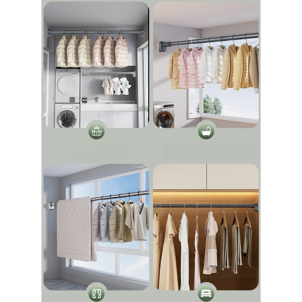 Bara Telescopica Multifunctionala,  din Otel Inoxidabil si ABS, Utilizare Universala, Fara Perforare Perete - vivimall.ro
