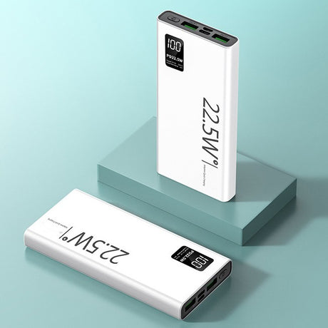 Baterie Externa Powerbank, Vivimall, Ultra-Subtire cu Ecran Digital, Compatibilitate Universala, TYPE-C si USB x2, 10000 mAh, Power Delivery 22.5W, 144x66x16 mm, Alb - vivimall.ro