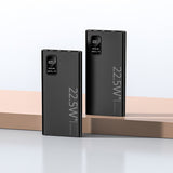 Baterie externă Vivimall ultra-subțire 10000 mAh neagră, imagine de ansamblu spate și față