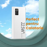 Baterie Externa Powerbank, Vivimall, Ultra-Subtire cu Ecran Digital, Compatibilitate Universala, TYPE-C si USB x2, 20000 mAh, Power Delivery 22.5W, 144x66x26 mm, Alb - vivimall.ro