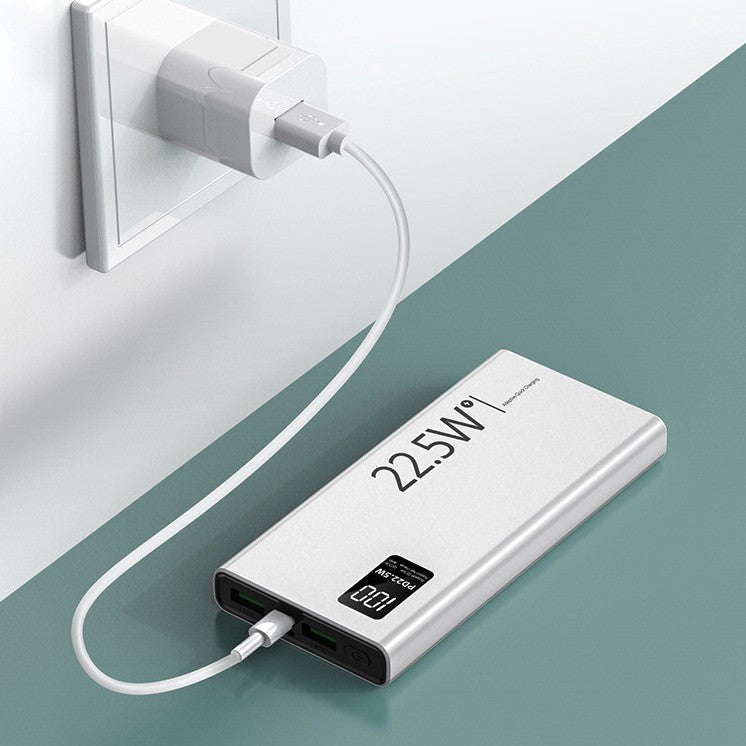 Baterie Externa Powerbank, Vivimall, Ultra-Subtire cu Ecran Digital, Compatibilitate Universala, TYPE-C si USB x2, 20000 mAh, Power Delivery 22.5W, 144x66x26 mm, Alb - vivimall.ro