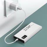 Baterie Externa Powerbank, Vivimall, Ultra-Subtire cu Ecran Digital, Compatibilitate Universala, TYPE-C si USB x2, 20000 mAh, Power Delivery 22.5W, 144x66x26 mm, Alb - vivimall.ro