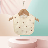 Baveta in Forma de U, Vivimall, din Bumbac, pentru Copii 0-12 Luni, Rezistenta la Apa, cu Capse, Model cu Stelute,  21x30 cm, Crem - vivimall.ro