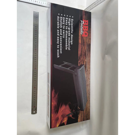 Gratar Portabil, Vivimall, Confectionat din Metal, pentru Picnic, Gradina, Terasa, Camping, Dimensiuni Reduse, 60x22x23 cm, Negru - vivimall.ro