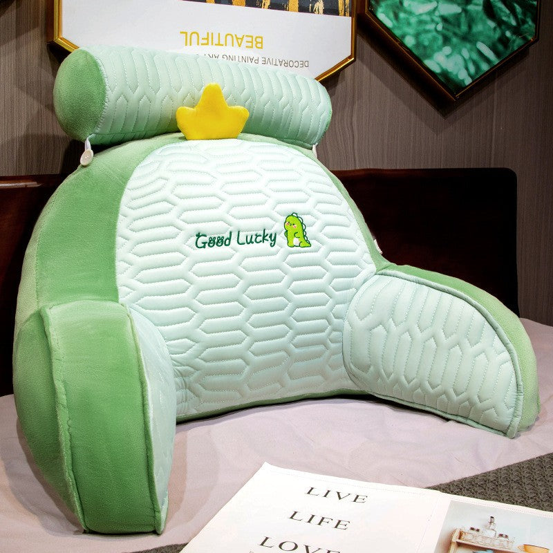 Perna Multifunctionala, Flippy, Spatar pentru Pat, Protectie Lombara, Marime Medie, 60 x 40 cm, din Latex, Model Dinozaur, Verde - vivimall.ro