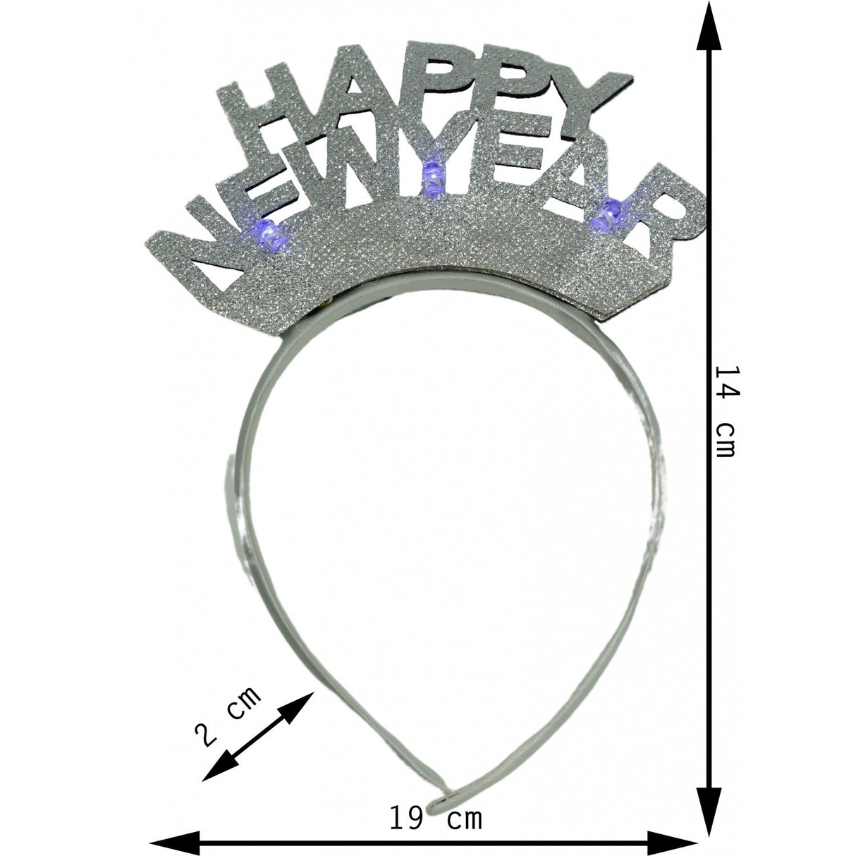 Bentita/cerc Happy Newyear, culoare gri metalic, marime standard, Vivimall - vivimall.ro