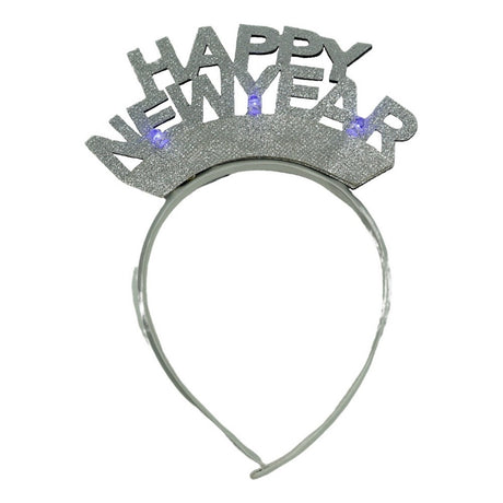 Bentita/cerc Happy Newyear, culoare gri metalic, marime standard, Vivimall - vivimall.ro
