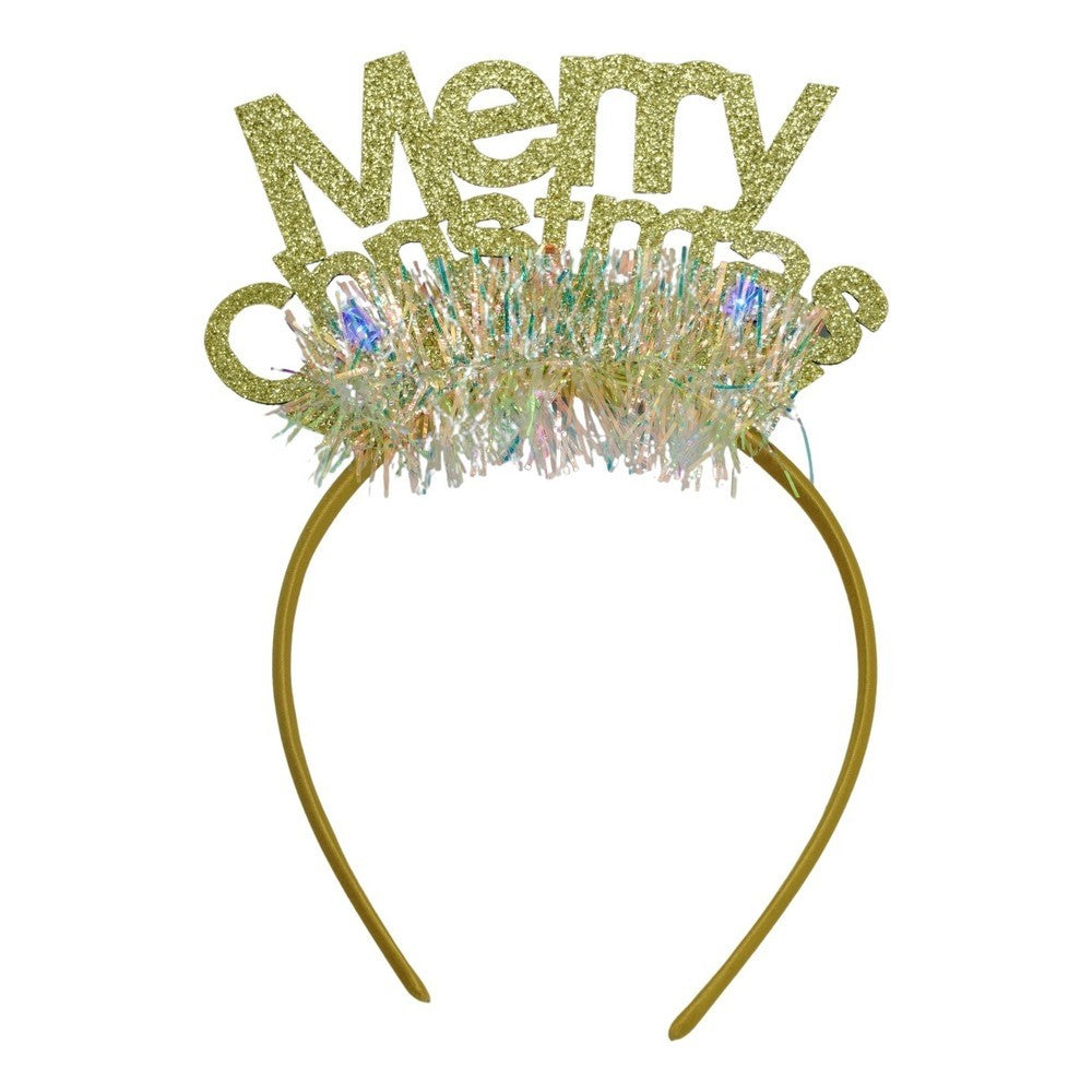 Bentita/cerc Mery Cristmas, culoare auriu cu beteala, marime standard, Vivimall - vivimall.ro