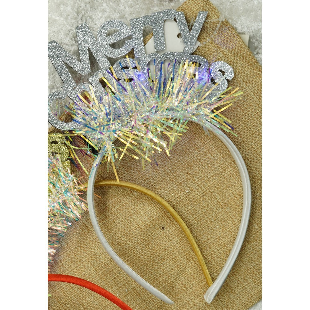 Bentita/Cerc Mery Cristmas, Culoare Metalic Cu Beteala, Marime Standard