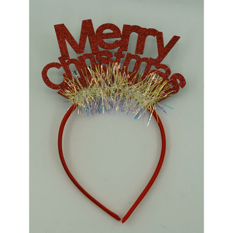 Bentita/cerc Mery Cristmas, culoare rosu cu sclipici, marime standard, Vivimall - vivimall.ro