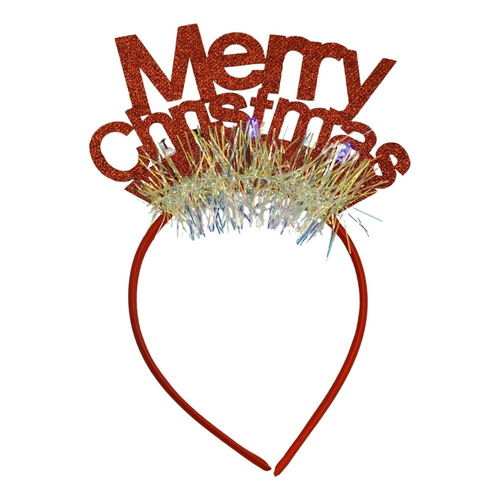 Bentita/cerc Mery Cristmas, culoare rosu cu sclipici, marime standard, Vivimall - vivimall.ro