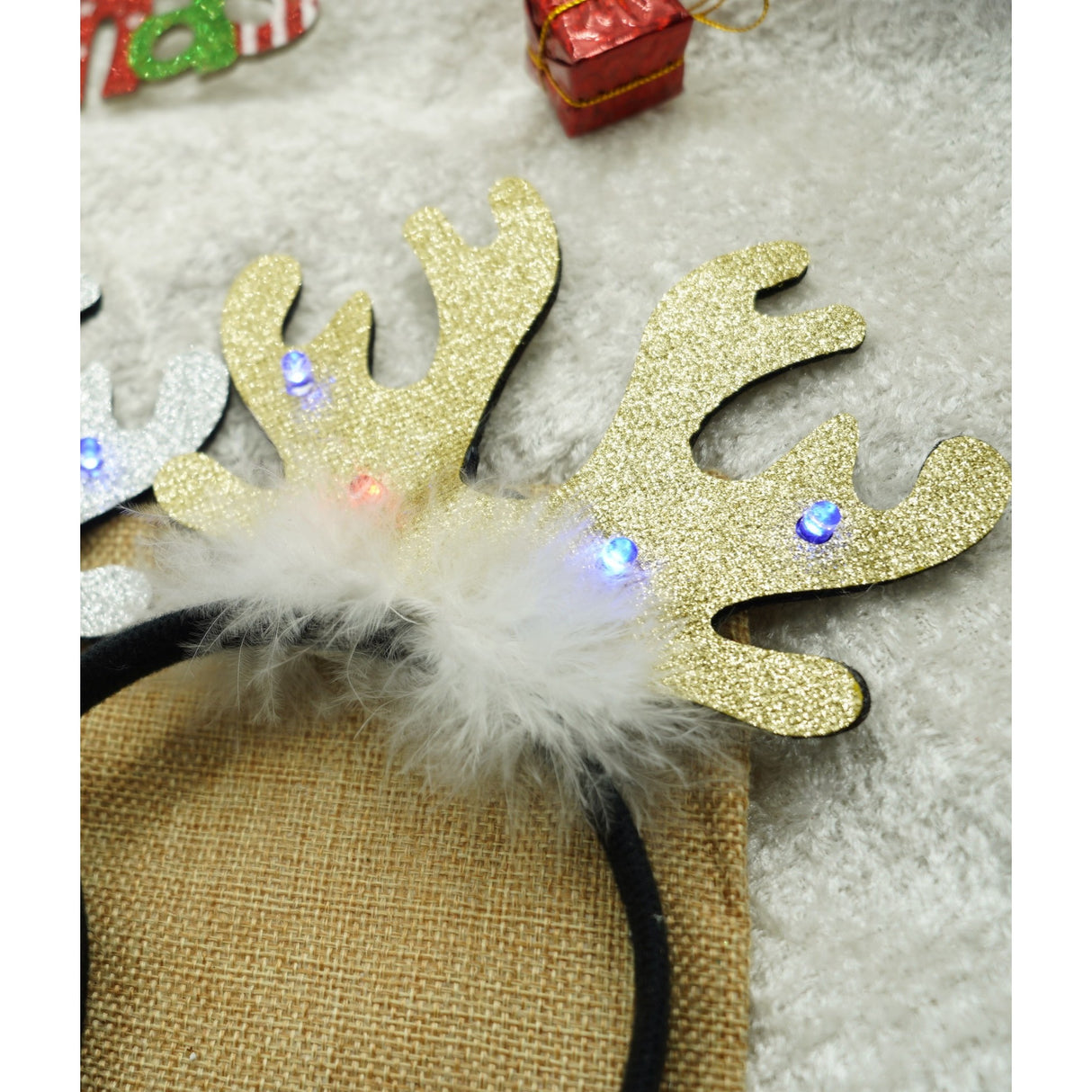 Bentita/cerc ren de Craciun, culoare negru cu auriu, marime standard, Vivimall - vivimall.ro