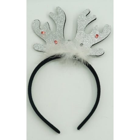 Bentita/cerc ren de Craciun, culoare negru cu gri metalic, marime standard, Vivimall - vivimall.ro