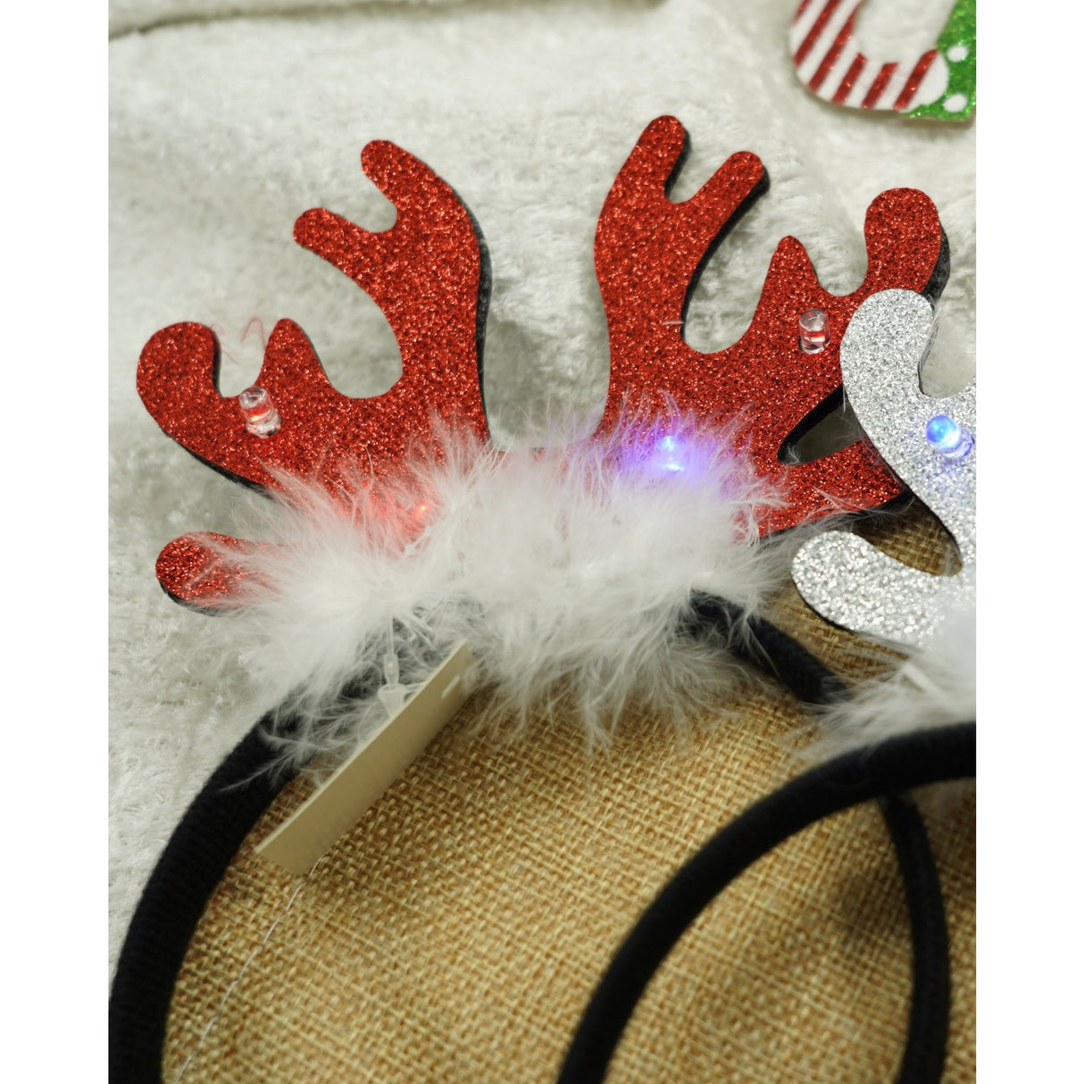 Bentita/cerc ren de Craciun, culoare negru cu rosu, marime standard, Vivimall - vivimall.ro