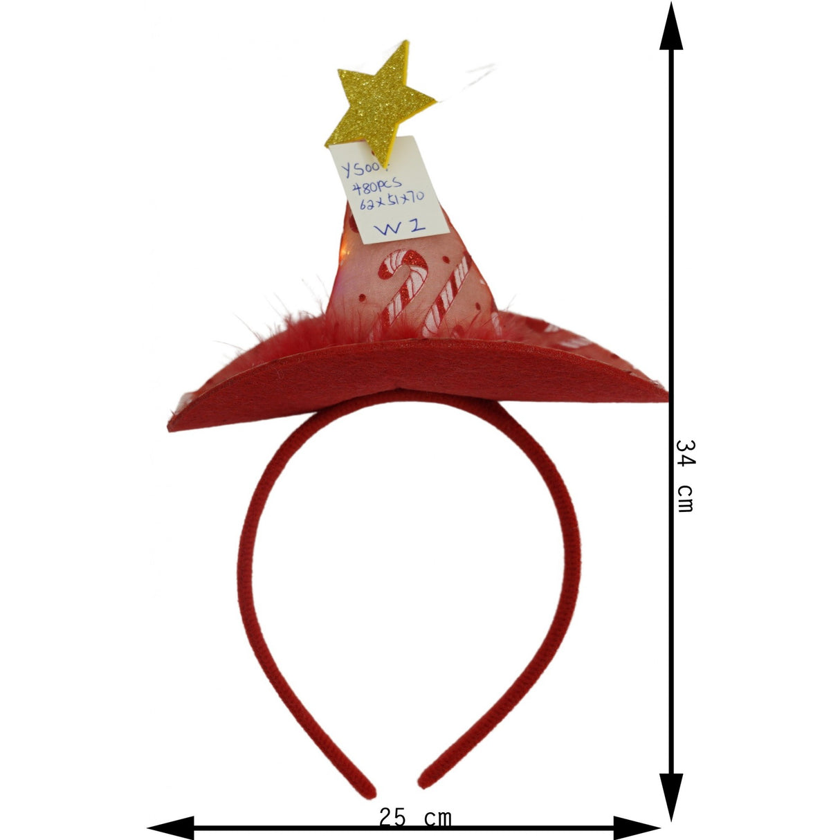 Bentita/cerc tip palarie de Craciun, culoare rosie cu led, marime standard, Flippy - vivimall.ro