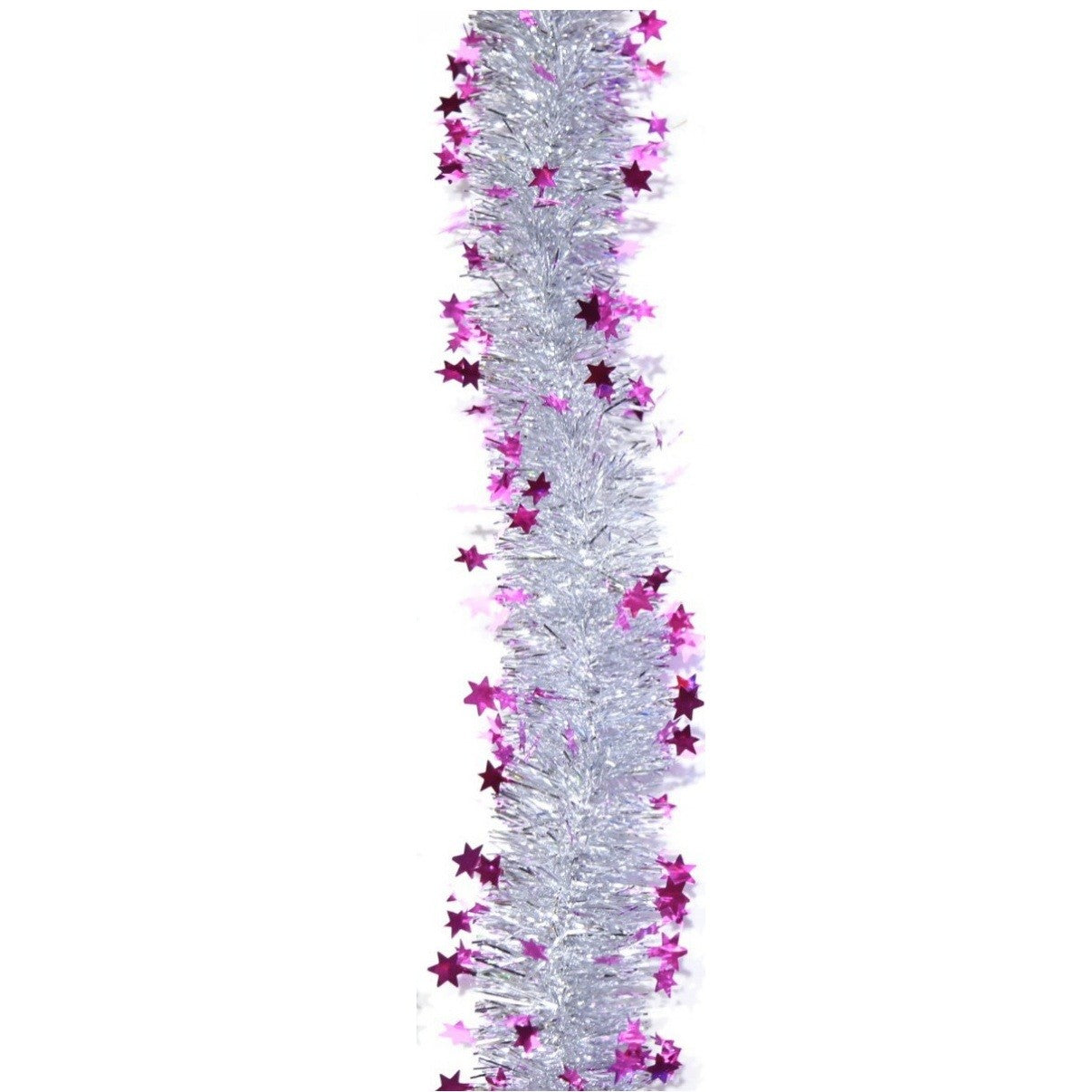 Beteala de Craciun cu LED, Vivimall, 2 m, 5 cm Grosime, din PVC, Model cu Stelute, Artificiala, Mov/Argintiu - vivimall.ro