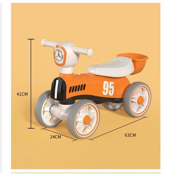 Bicicleta Fara Pedale Pentru Copii Cu Lumini Si Muzica, 4 Roti, Varsta 1-3 Ani, Material Pp, Resigilat - vivimall.ro