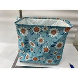 Cos depozitare, Vivimall, Capac cu Snur, 175 L, Confectionat din Bumbac si un Strat Impermeabil, 50 x 50 x 70 cm, Albastru Deschis, Imprimeu Flori - vivimall.ro