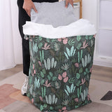 Cutie de Depozitare Pliabila, Vivimall, Impermeabila, cu Snur, Capacitate 100 L, cu Manere, 50x50x40cm, Model Frunze, Verde - vivimall.ro