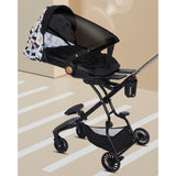 Carucior Sport Flippy 3in1, 6-36 Luni, Reversibil, Pliabil, Tavita pentru Masa, Pozitie de Somn, Centura de Siguranta, Roti 360, Suport Pahar, Copertina pentru Soare, 32x63x95cm, Negru Model Pisicute - vivimall.ro