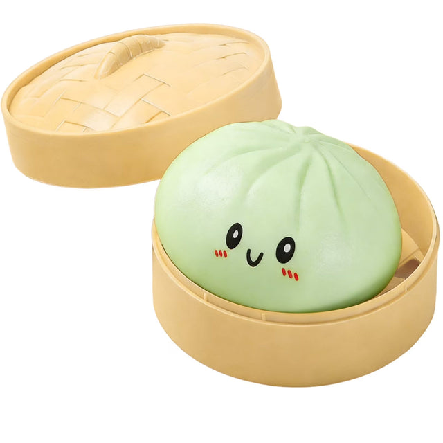 Jucarie Antistres, Flippy, Squishy Gigant,Model Galusca, Minge Interactiva, cu Revenire Lenta, Include Cosulet Steamer, 8.5 cm, Verde - vivimall.ro
