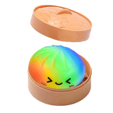 Jucarie Antistres, Flippy, Squishy Gigant,Model Galusca, Minge Interactiva, cu Revenire Lenta, Include Cosulet Steamer, 8.5 cm, Multicolor - vivimall.ro