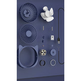 Mini ventilator pentru birou cu usb, Vivimall, rotire 360 grade, 3 viteze, 13.5 x 12,8 cm, Albastru - vivimall.ro