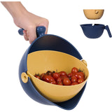 Bol Cu Doua Straturi, Pentru Fructe, Legume, Cu Cos De Scurgere A Apei, 2L, Din Abs+Pp, 29.9 X 22.5 X 11.8 Cm, Albastru-Portocaliu - vivimall.ro