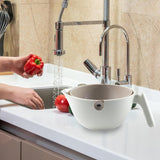 Bol cu Doua Straturi, Vivimall, pentru Fructe, Legume, cu Cos de Scurgere a Apei, 2L, din ABS+PP, 29.9 x 22.5 x 11.8 cm, Alb - Gri - vivimall.ro