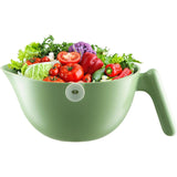 Bol cu Doua Straturi, Vivimall, pentru Fructe, Legume, cu Cos de Scurgere a Apei, 2L, din ABS+PP, 29.9 x 22.5 x 11.8 cm, Verde-Alb - vivimall.ro