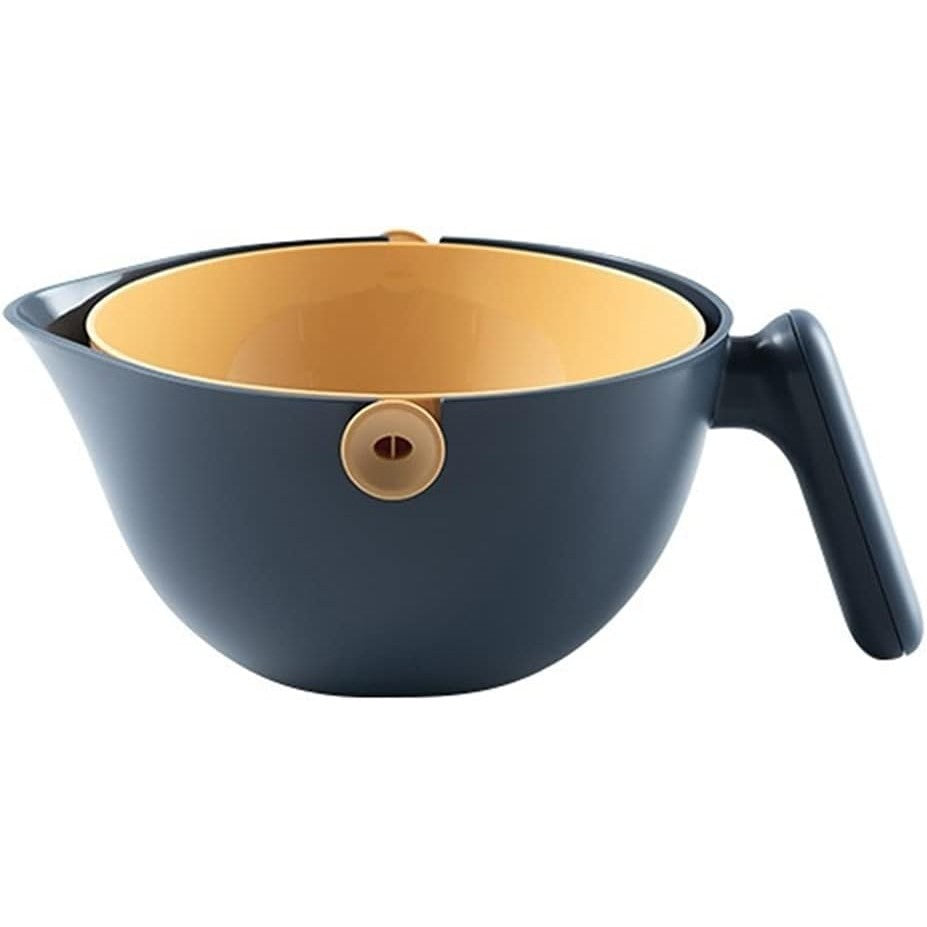 Bol Cu Doua Straturi, Pentru Fructe, Legume, Cu Cos De Scurgere A Apei, 2L, Din Abs+Pp, 29.9 X 22.5 X 11.8 Cm, Albastru-Portocaliu - vivimall.ro