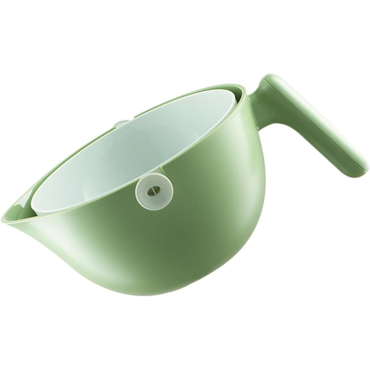 Bol cu Doua Straturi, Vivimall, pentru Fructe, Legume, cu Cos de Scurgere a Apei, 2L, din ABS+PP, 29.9 x 22.5 x 11.8 cm, Verde-Alb - vivimall.ro