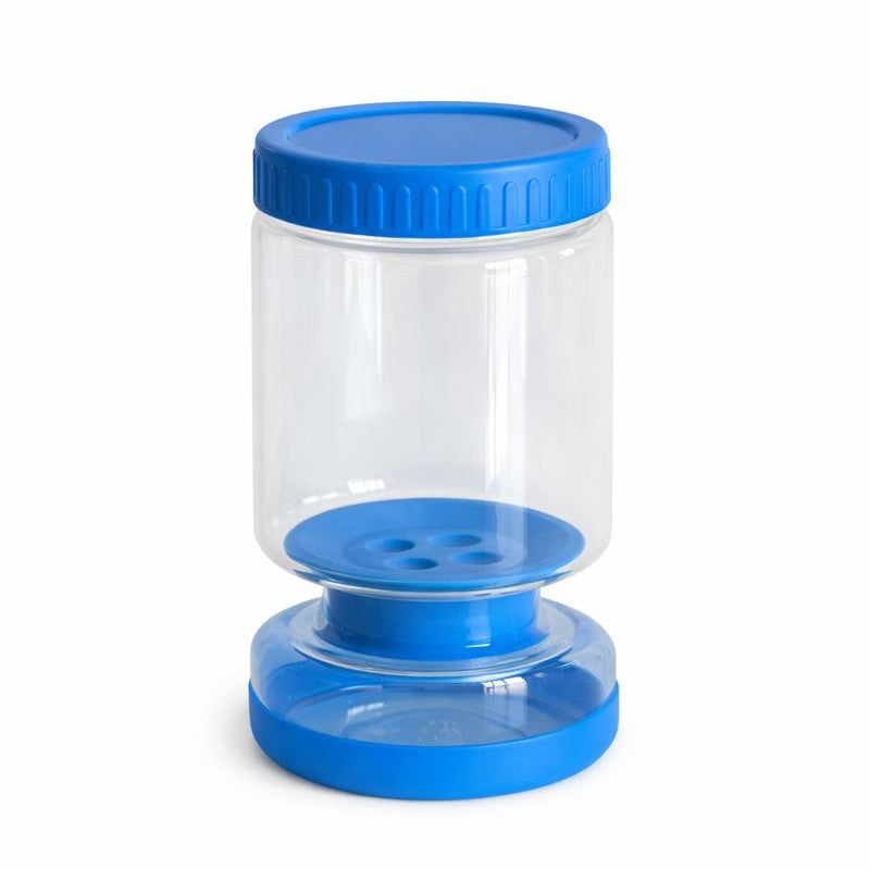Borcan de Muraturi, Vivimall, Borcan cu Separator Divizat de 34oz pentru Lichide, Ermetic, Termorezistent, Tip Clepsidra, 800 ml, 21 x 11 x 11 cm, Capac Albastru - vivimall.ro