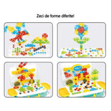 JUCARIE EDUCATIVA PENTRU COPII, VIVIMALL, SET 207 PIESE, 6 IN 1, VALIZA CU BORMASINA, VERDE - vivimall.ro