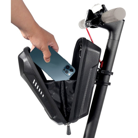 Borseta pentru bicicleta/trotineta Vivimall, spatiu de depozitare, antisoc, waterproof, cu fermoar, 3L, material carbon si plastic dur,  pentru trotineta electrica scuter, bicicleta, negru - vivimall.ro