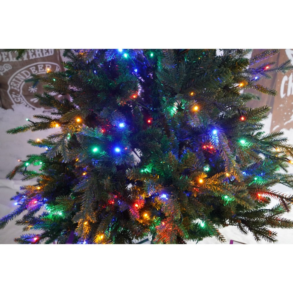 Brad Artificial de Craciun, Becuri led incluse in ramuri, pentru interior/exterior, inaltime 180 cm, diametru 128 cm, 1246 ramuri, Vivimall, verde, suport metalic inclus - vivimall.ro