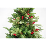 Brad artificial de Craciun bogat, decorat cu conuri pin rosii, inaltime 180 cm,  774 ramuri, Flippy, verde, suport metalic inclus - vivimall.ro