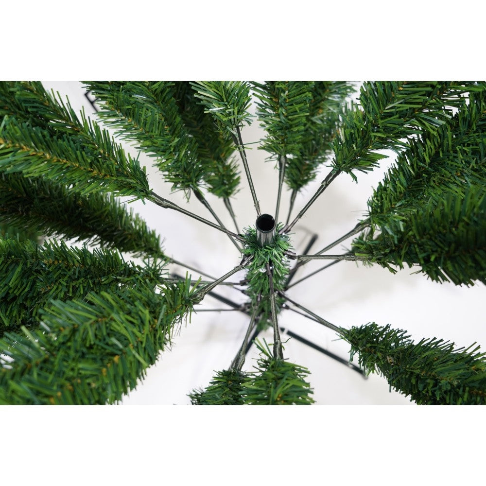 Brad artificial de Craciun, clasic, pentru interior/exterior, inaltime 150 cm, diametru 88 cm, 437 ramuri, Vivimall, verde, suport metalic inclus - vivimall.ro