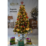 Brad artificial de Craciun, clasic, pentru interior/exterior, inaltime 150 cm, diametru 88 cm, 437 ramuri, Vivimall, verde, suport metalic inclus - vivimall.ro