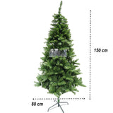 Brad artificial de Craciun, clasic, pentru interior/exterior, inaltime 150 cm, diametru 88 cm, 437 ramuri, Vivimall, verde, suport metalic inclus - vivimall.ro