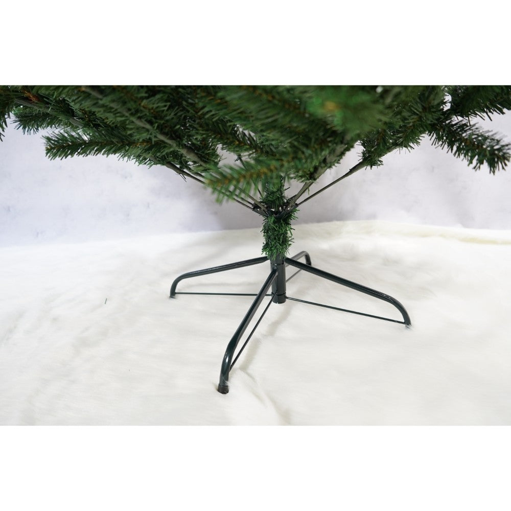 Brad artificial de Craciun, Decorat cu conuri de pin, pentru interior/exterior, inaltime 210 cm, diametru 114 cm, 1057 ramuri, Vivimall, verde, suport metalic inclus - vivimall.ro