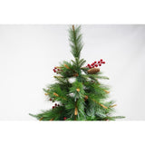 Brad artificial de Craciun, decorat cu conuri pin rosii, pentru interior/exterior, inaltime 150 cm, diametru 104 cm, 323 ramuri, Vivimall, verde, suport metalic inclus - vivimall.ro