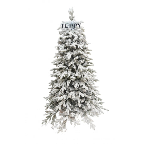 Brad Artificial de Craciun, Vivimall, 1.8 m inaltime, Verde, Pulverizat complet alb-tip zapada, Interior/ Exterior, Bogat 512 ramuri - vivimall.ro