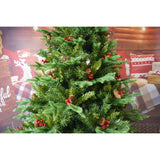 Brad Artificial de Craciun Bogat, Vivimall, 1.80 m inaltime, 774 ramuri, Premium, Verde, Decorat cu 56 conuri pin rosii, Interior/ Exterior - vivimall.ro