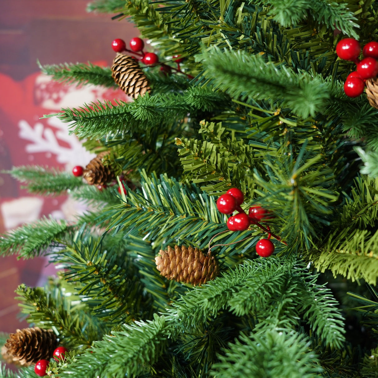 Brad Artificial bogat de Craciun Premium, Vivimall, 2.10 m inaltime, suport metalic inclus, Verde, Decorat, Interior/ Exterior, 1172 ramuri - vivimall.ro
