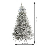 Brad Artificial de Craciun, Vivimall, 2.10 m inaltime, Verde, Pulverizat alb-tip zapada, Diametru inferior 130 cm, Interior/ Exterior - vivimall.ro